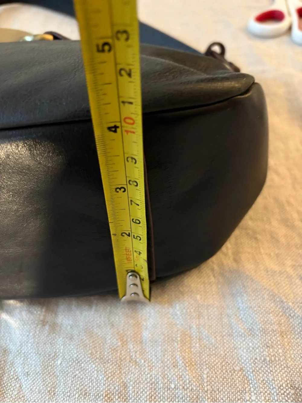 Etienne Aigner Black Leather Messenger Bag with Gold Hardware